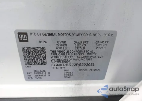 2024 Chevrolet Blazer Ev Eawd 2Lt z USA, uszkodzony, nr VIN 3GNKDBRJ2RS202081